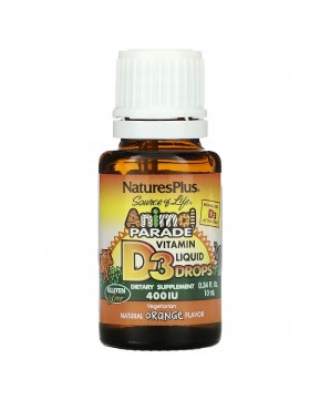 NaturesPlus, Source of Life, Animal Parade, витамин D3 в каплях, с натуральным апельсиновым вкусом, 400 МЕ, 10 мл (0,34 жидк. унции)